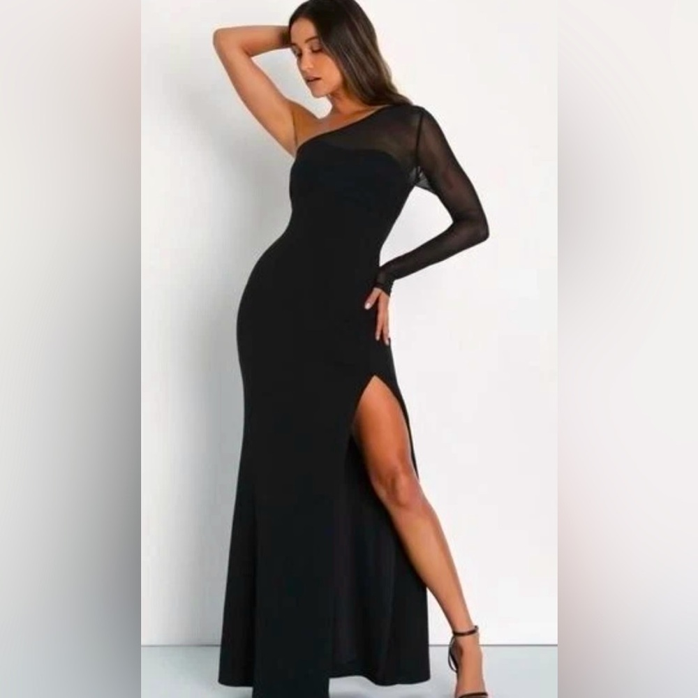 Lulu's Black One Shoulder Dress